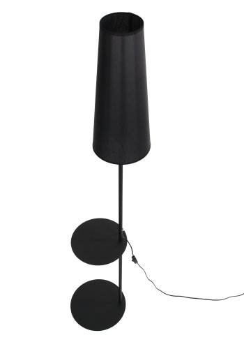 TK Zing gulvlampe, m. 1 hylle - svart stoff og svart metall