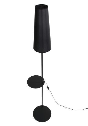 TK Zing gulvlampe, m. 1 hylle - svart stoff og svart metall