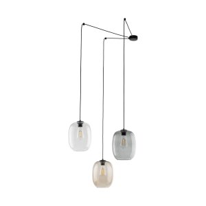 TK Elio loftlampe, m. 3 skrme - multifarvet glas og sort metal