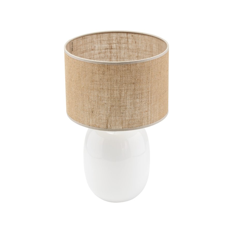 TK Melody bordlampe - naturlig jute og hvitt glass