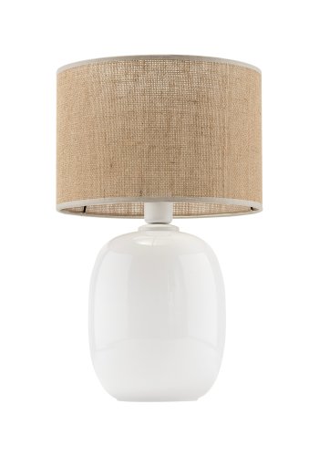 TK Melody bordlampe - naturlig jute og hvitt glass