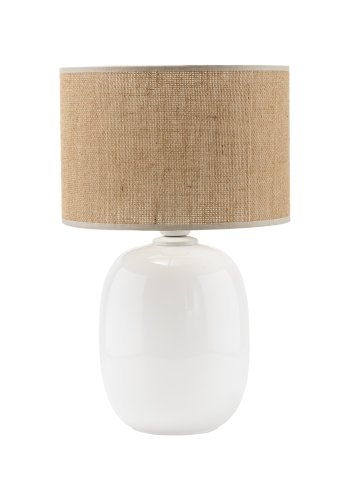TK Melody bordlampe - naturlig jute og hvitt glass