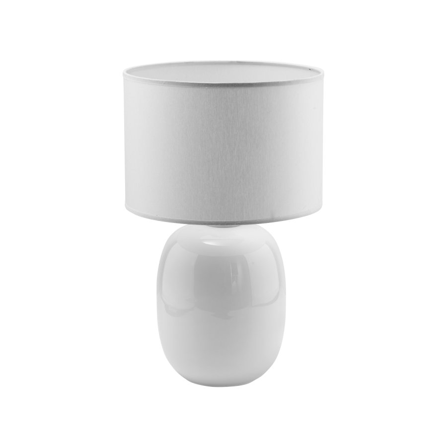 TK Melody bordlampe - hvitt stoff og hvitt glass