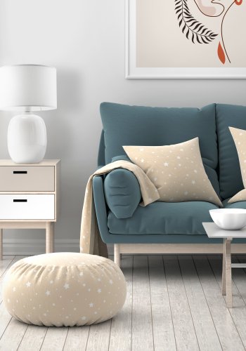 TK Melody bordlampe - hvitt stoff og hvitt glass