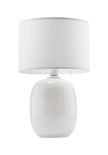 TK Melody bordlampe - hvitt stoff og hvitt glass