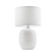 TK Melody bordlampe - hvitt stoff og hvitt glass