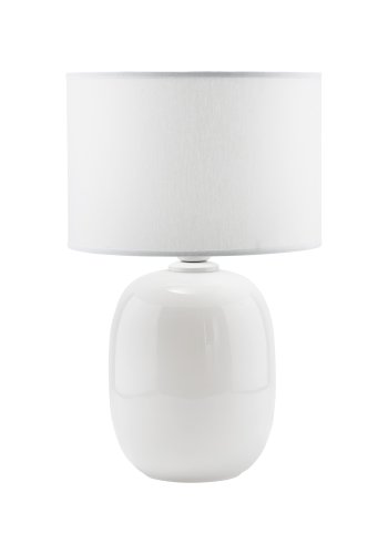 TK Melody bordlampe - hvitt stoff og hvitt glass