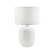 TK Melody bordlampe - hvitt stoff og hvitt glass
