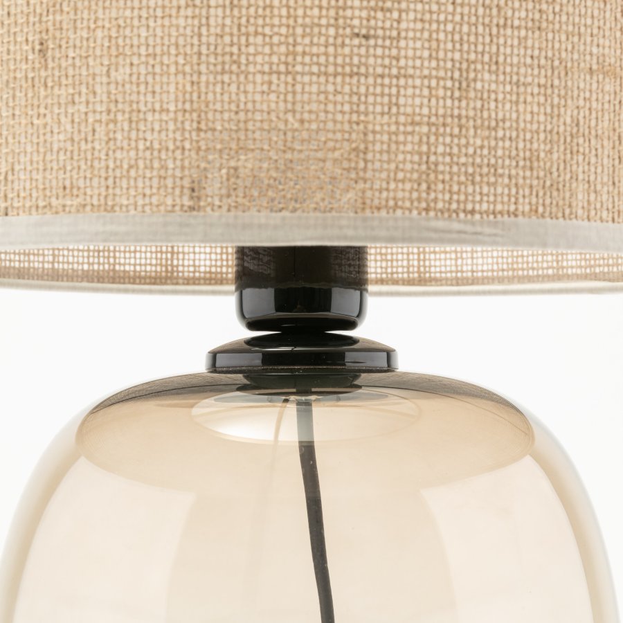TK Melody bordlampe - naturlig jute og topasglass