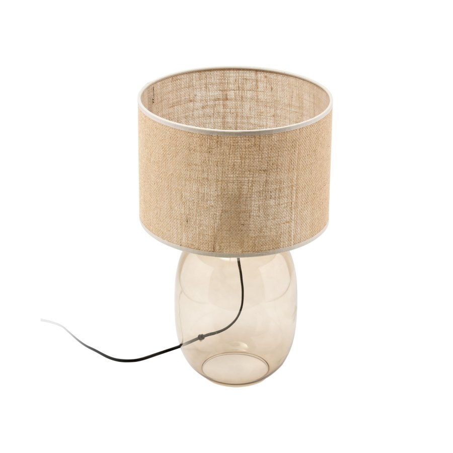TK Melody bordlampe - naturlig jute og topasglass