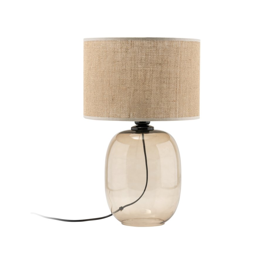 TK Melody bordlampe - naturlig jute og topasglass