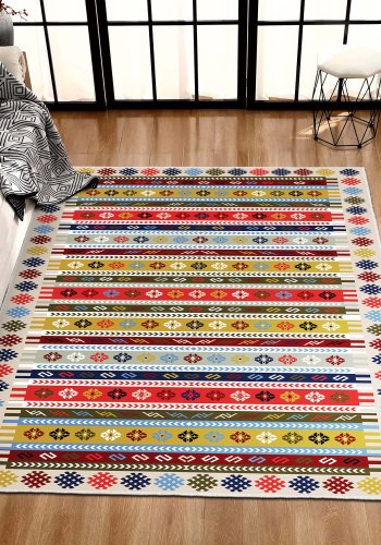 TEPPI ELS1781 Hall gulvtppe, m. mnster, rektangulr - multifarvet fljl stof (80x300)