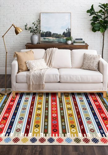 TEPPI ELS1781 Hall gulvtppe, m. mnster, rektangulr - multifarvet fljl stof (80x300)