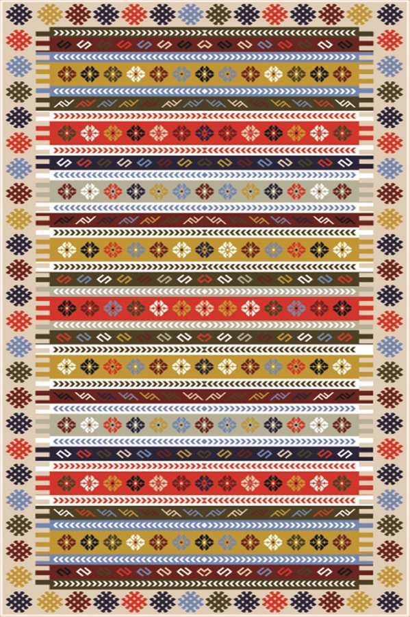 TEPPI ELS1781 Hall gulvtppe, m. mnster, rektangulr - multifarvet fljl stof (80x300)