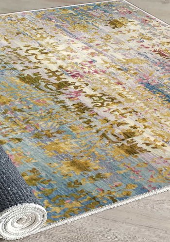 TEPPI ELS1895 gulvtppe, m. mnster, rektangulr - multifarvet fljl stof (180x280)