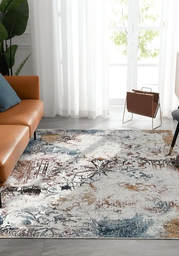 TEPPI ELS gulvtppe, m. mnster, rektangulr - multifarvet fljl stof (160x230)