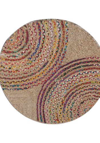 TEPPI WOOPAMUK480 teppe, m mnster, rundt - flerfarget bomull/polyester (120)