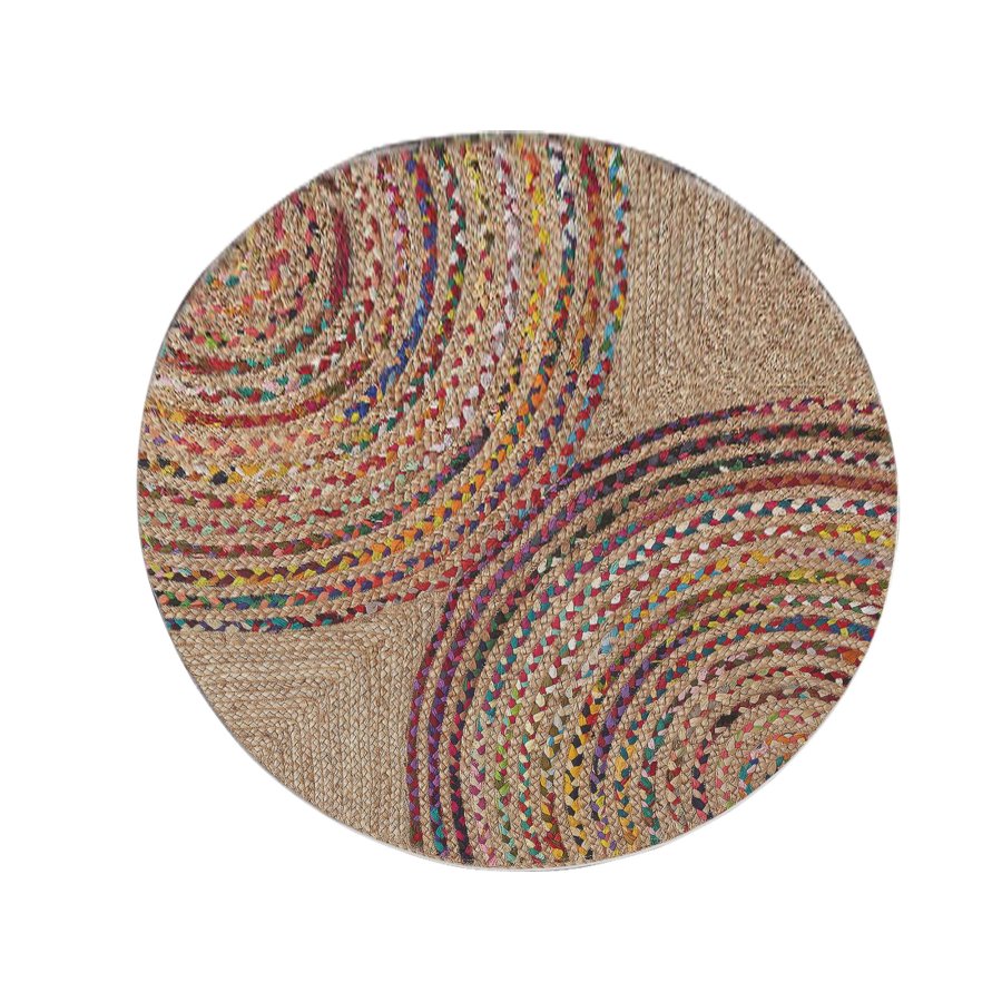 TEPPI WOOPAMUK480 teppe, m mnster, rundt - flerfarget bomull/polyester (120)