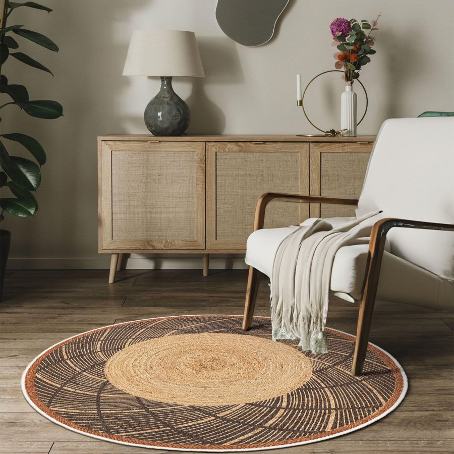 TEPPI WOOPAMUK481 gulvtppe, m. mnster, rund - natur bomuld/polyester (120)