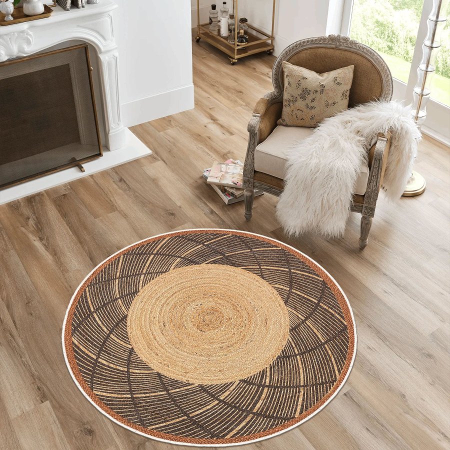 TEPPI WOOPAMUK481 gulvtppe, m. mnster, rund - natur bomuld/polyester (150)