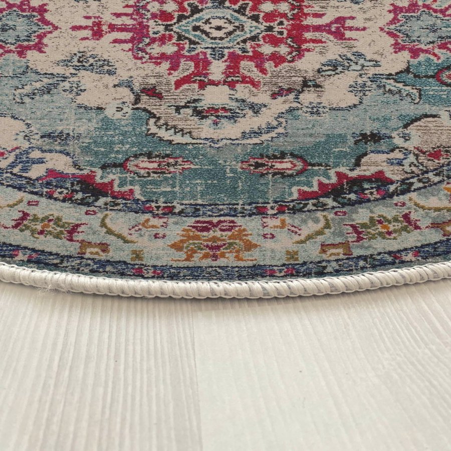 TEPPI WOOPAMUK495 gulvtppe, m. mnster, rund - multifarvet bomuld/polyester (120)