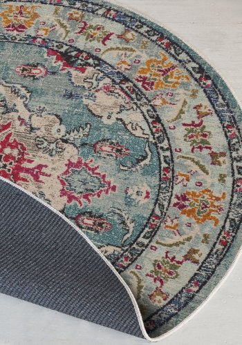 TEPPI WOOPAMUK495 gulvtppe, m. mnster, rund - multifarvet bomuld/polyester (120)