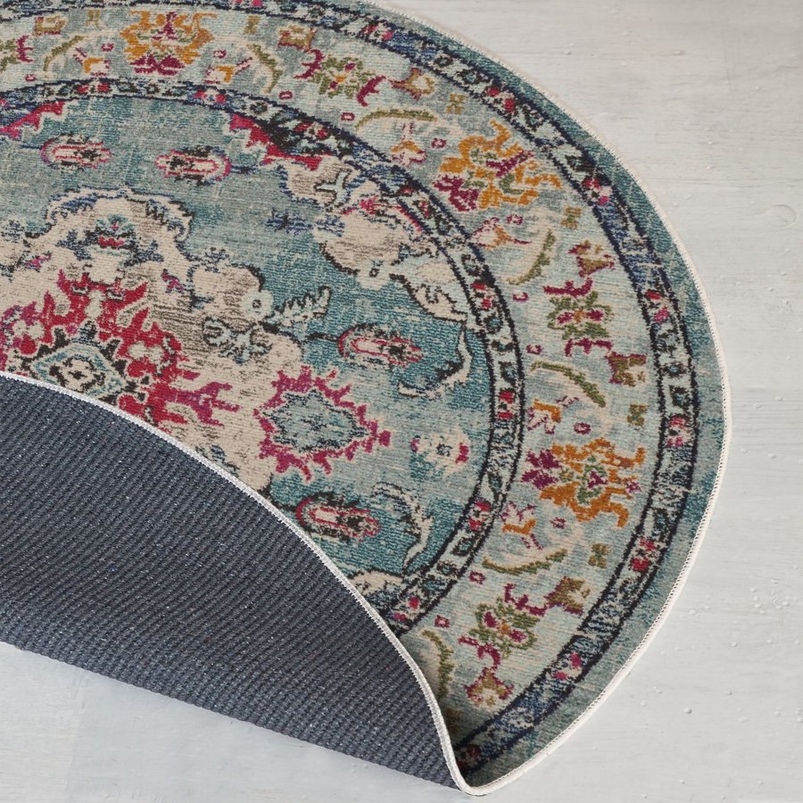 TEPPI WOOPAMUK495 gulvtppe, m. mnster, rund - multifarvet bomuld/polyester (120)