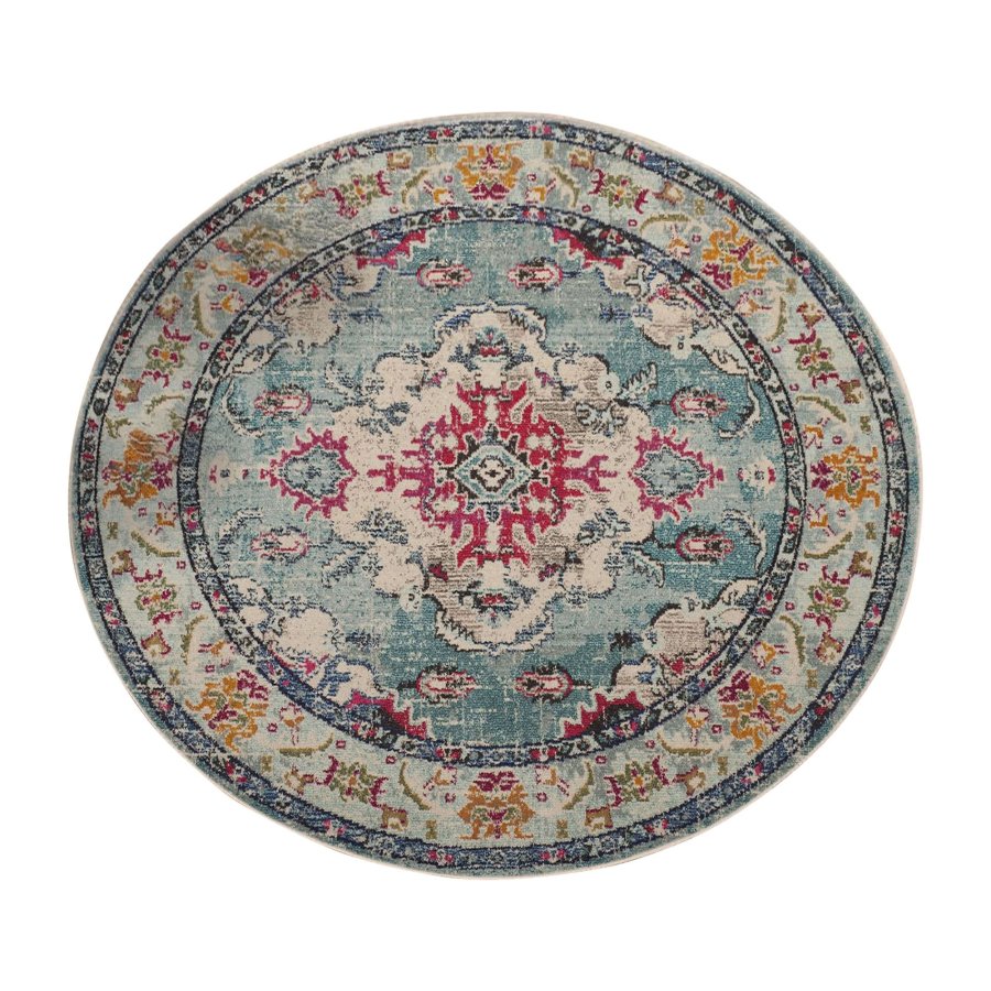 TEPPI WOOPAMUK495 gulvtppe, m. mnster, rund - multifarvet bomuld/polyester (120)