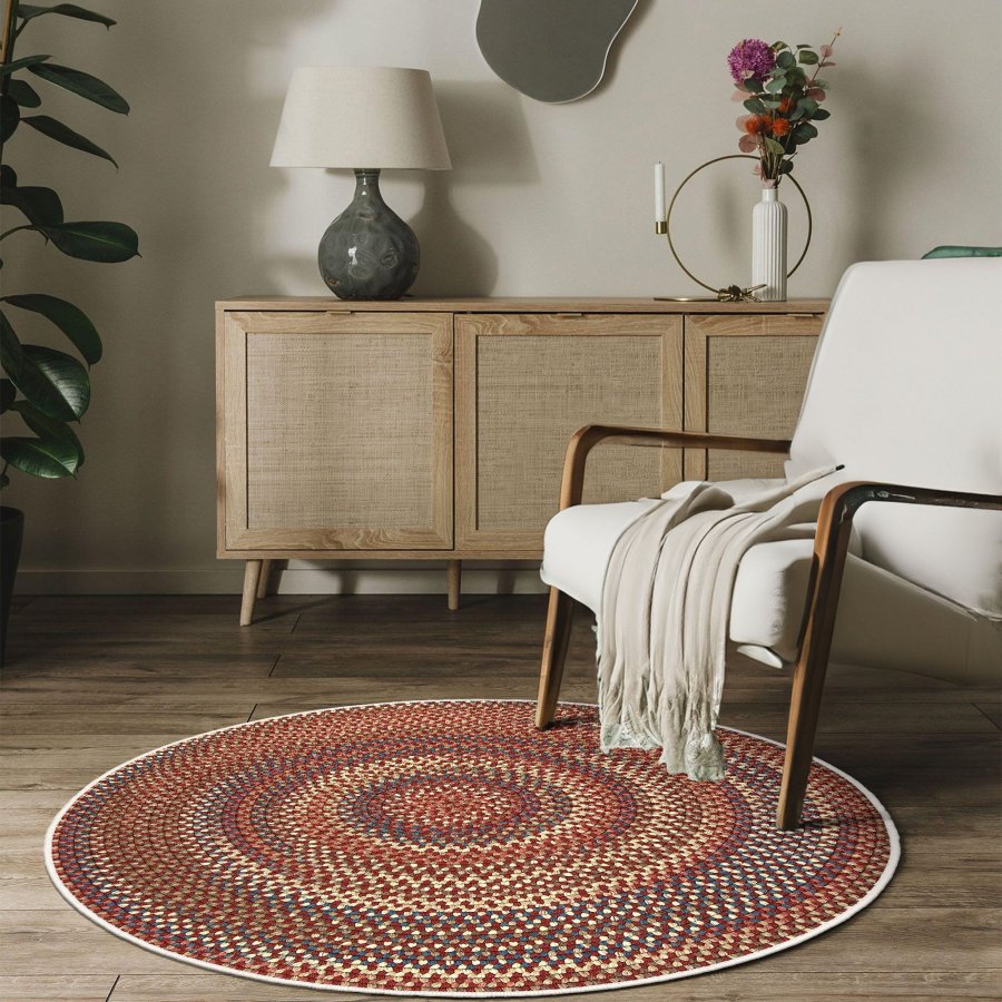 TEPPI WOOPAMUK504 gulvtppe, m. mnster, rund - multifarvet bomuld/polyester (180)