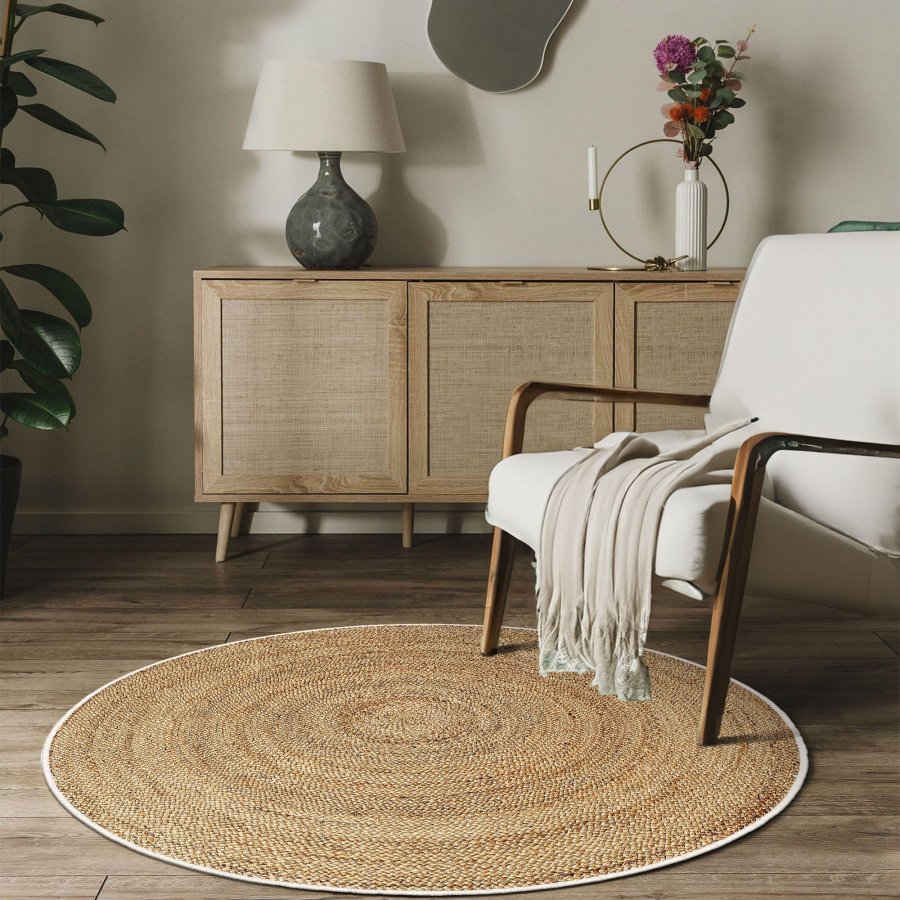 TEPPI WOOPAMUK521 gulvtppe, rund - natur bomuld/polyester (90)