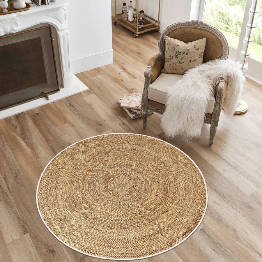 TEPPI WOOPAMUK521 gulvtppe, rund - natur bomuld/polyester (90)
