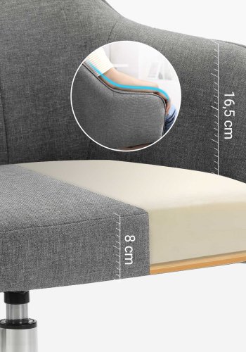 SONGMICS Kontorsstol, Bekv&auml;m Skrivbordsstol, H&ouml;jdjusterbar Datorstol, H�ller upp till 120 kg, St�lram, Imiterad Linne, Andningsbar, Hemmakontor, Kontor, Gr� OBG019G01