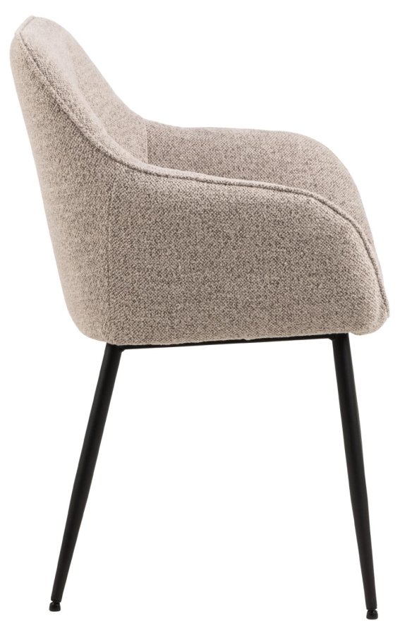 ACT NORDIC Brenda spisebordsstol, m. armln - beige stof og sort metal