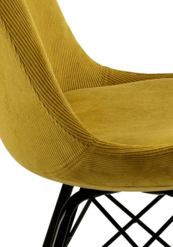 ACT NORDIC Eris Esszimmerstuhl - gelber Stoff und schwarzes Metall