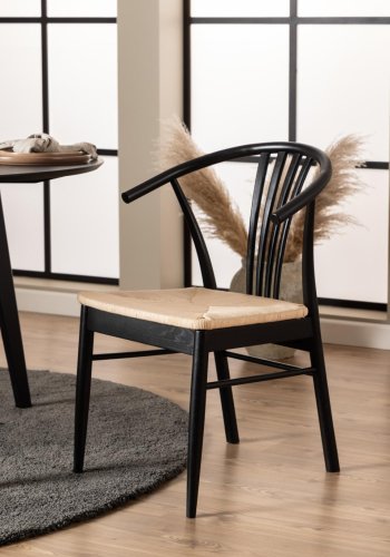 ACT NORDIC I_York spisebordsstol, m. armln - offwhite papir reb og sort eg