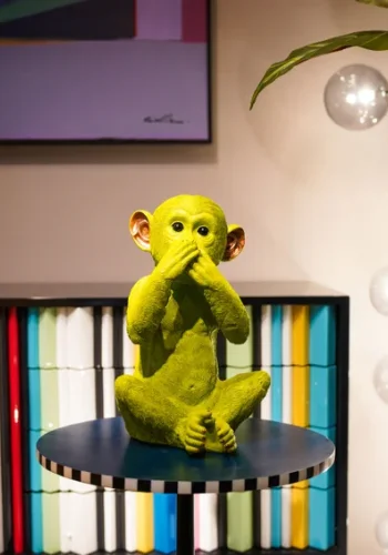 KARE DESIGN Monkey Iwazaru sparebsse - lime grn polyresin (H:35)