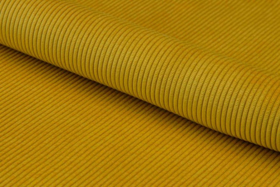 ACT NORDIC Eris Esszimmerstuhl - gelber Stoff und schwarzes Metall