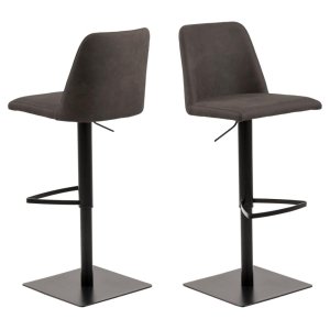 ACT NORDIC Avanja barstol, med ryggstöd, fotstöd och gaspatron - antracitgr tyg och svart stl