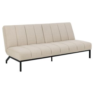 ACT NORDIC Caix sovesofa, m. click & clack, delt rygln, syninger - beige stof og sort stl (198x95)