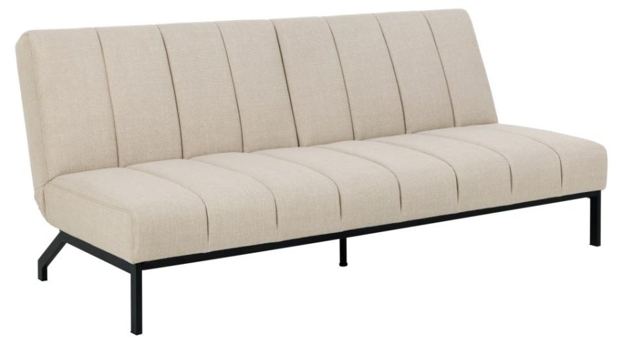 ACT NORDIC Caix sovesofa, m click & clack, delt ryggsttte, smmer - beige stoff og sort stl (198x95)