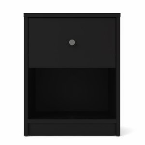 TVILUM May nattbord - svart kompositträ/laminat, 1 lda och 1 fack