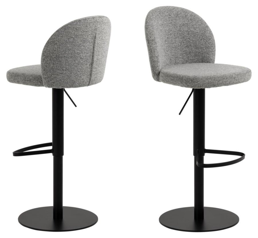 ACT NORDIC Patricia Barhocker, m. Rückenlehne, Fußstütze, Drehfunktion, Gaskartusche – grauer Stoff und schwarzer Stahl