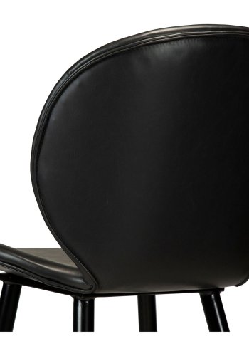 DAN-FORM Cloud Barstol, med Ryggstöd och Fotstöd - Vintage Svart Konstläder och Svart Stl