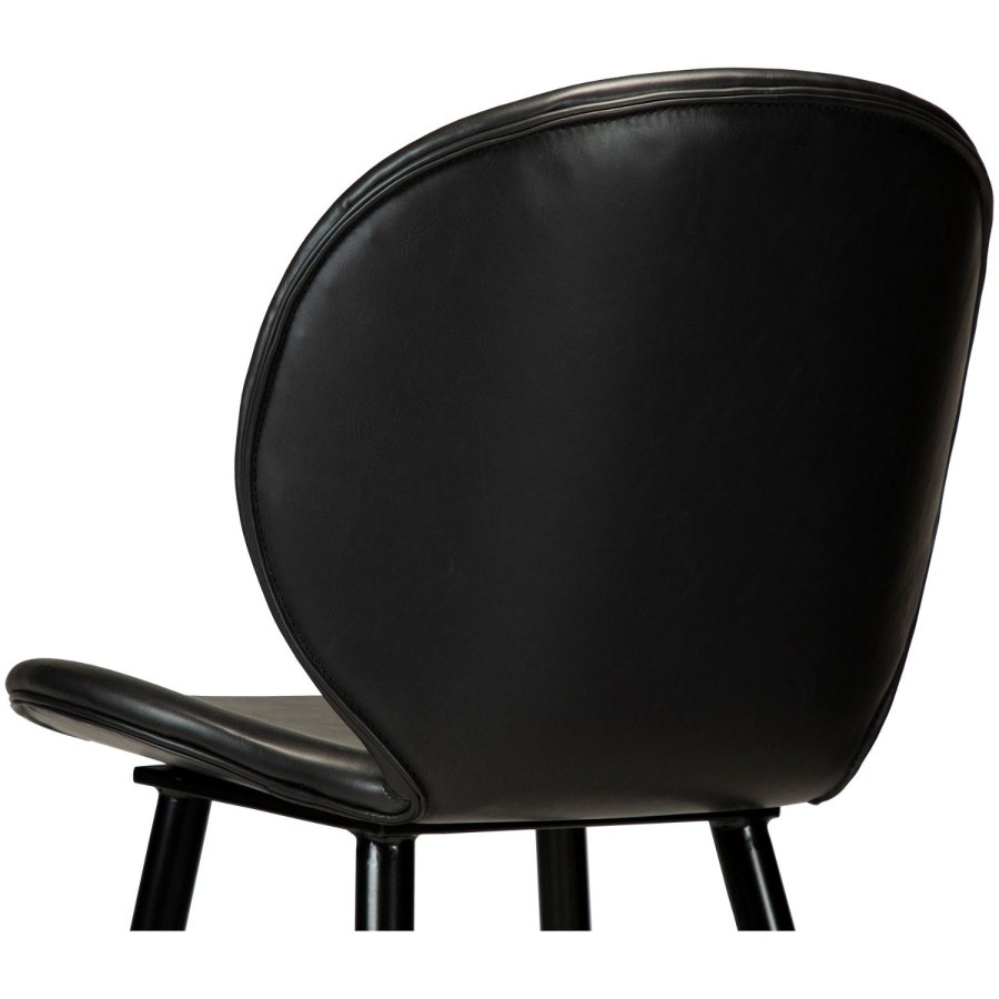 DAN-FORM Cloud Barstol, med Ryggstöd och Fotstöd - Vintage Svart Konstläder och Svart Stl