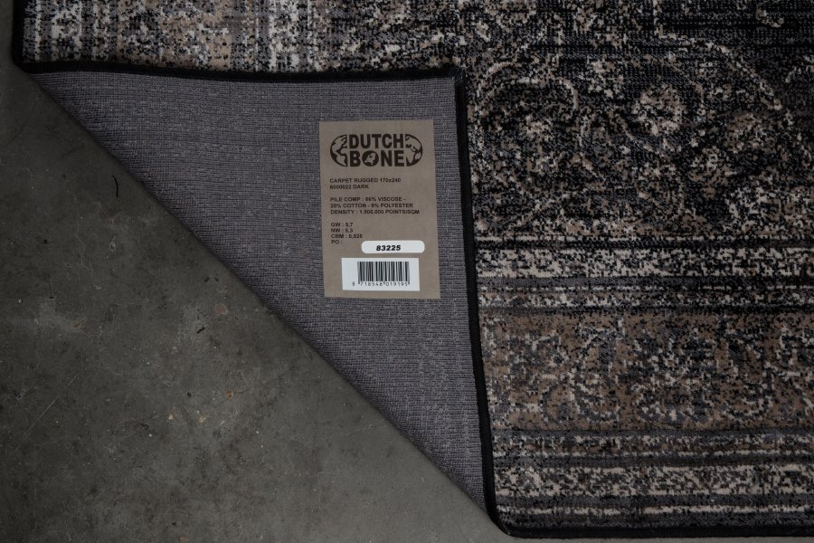 DUTCHBONE Robust teppe, rektangulrt - svart bomull, polyester, viskose (200X300)