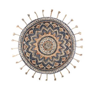 DUTCHBONE Pix-teppe, rundt - bltt og flerfarget ull og bomull (170)