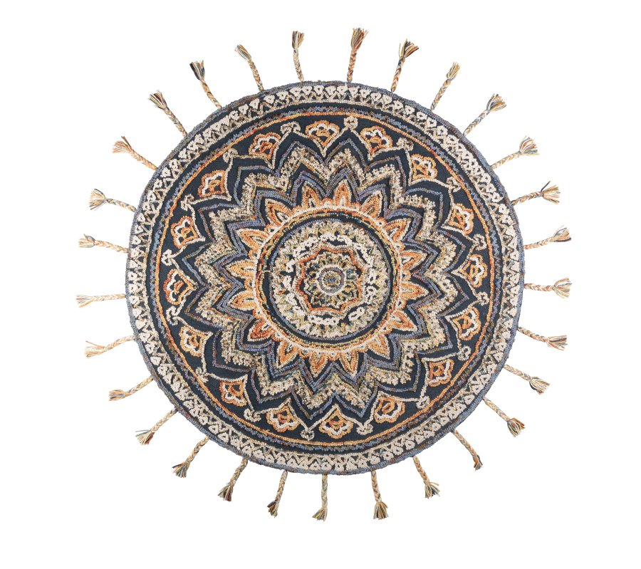 DUTCHBONE Pix-teppe, rundt - bltt og flerfarget ull og bomull (170)