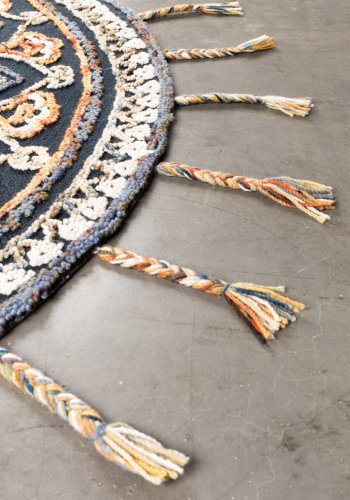 DUTCHBONE Pix-teppe, rundt - bltt og flerfarget ull og bomull (170)