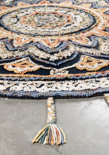 DUTCHBONE Pix-teppe, rundt - bltt og flerfarget ull og bomull (170)