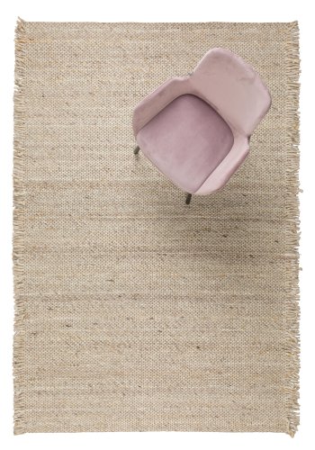 ZUIVER Frills teppe, med frynser - beige gul ull (170x240)